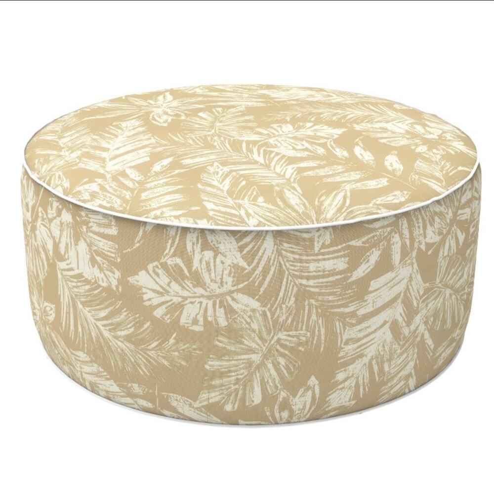 LVTXIII Inflatable Stool Ottoman Footrest with Handle, 21x21x9,Tropical Leaf Oat
